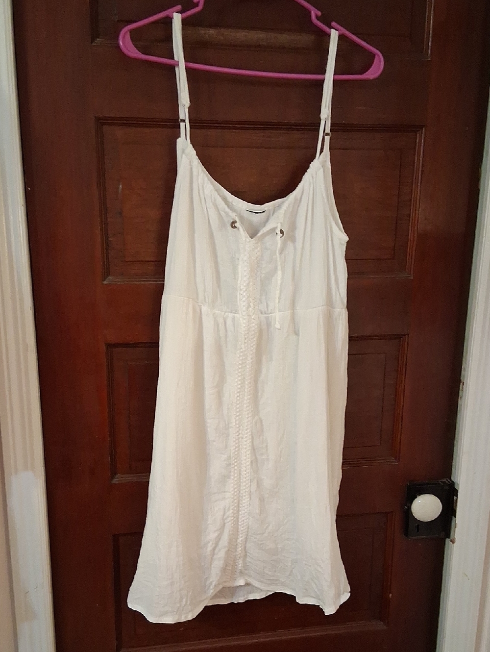 White Midi Sundress with Braided Front Detail